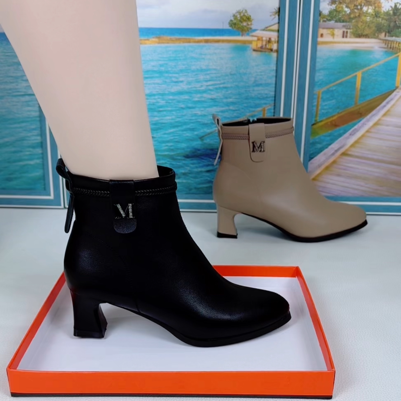 新款4公分法式秋冬时尚显瘦短靴软底防滑尖头气质小靴子7629