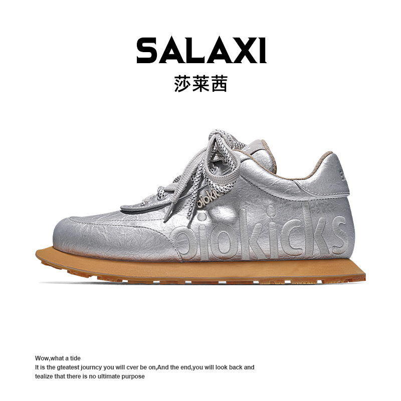 SALAXI/莎莱茜 2025冬季新款字母复古刺绣低帮潮鞋增高男女阿甘鞋