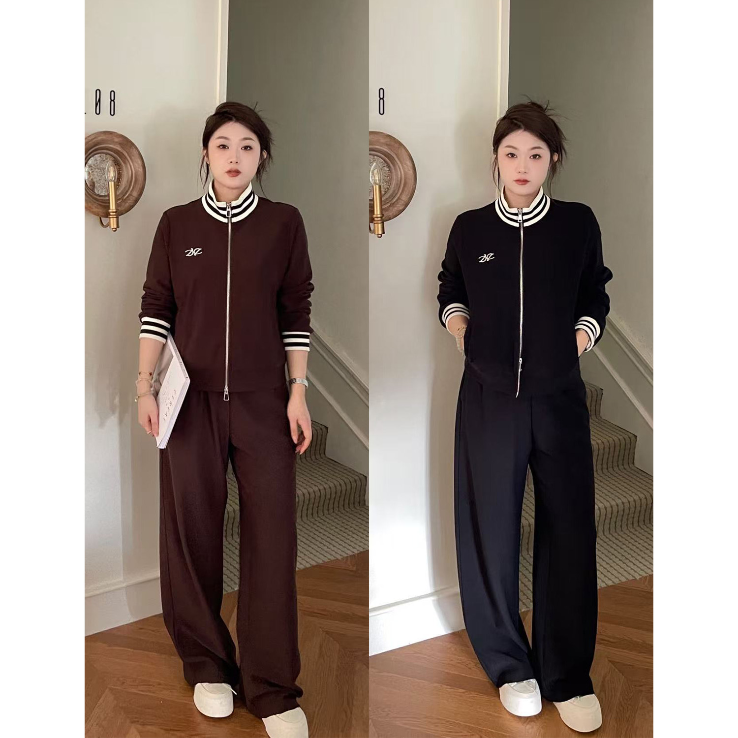 裂渡宣宣【秋日私服】微胖大码女秋上衣+休闲裤+半身裙套装ZY507F57