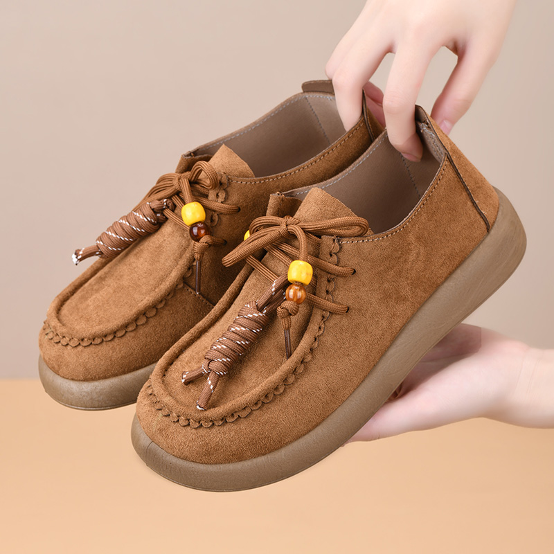 复古勃肯鞋秋季新款老北京布鞋透气软底乐福鞋明星同款休闲袋鼠鞋