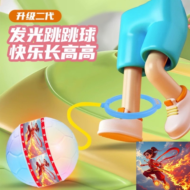 儿童运动发光甩甩球跳跳球夜晚运动户外健身器材闪光双色耐磨炫酷