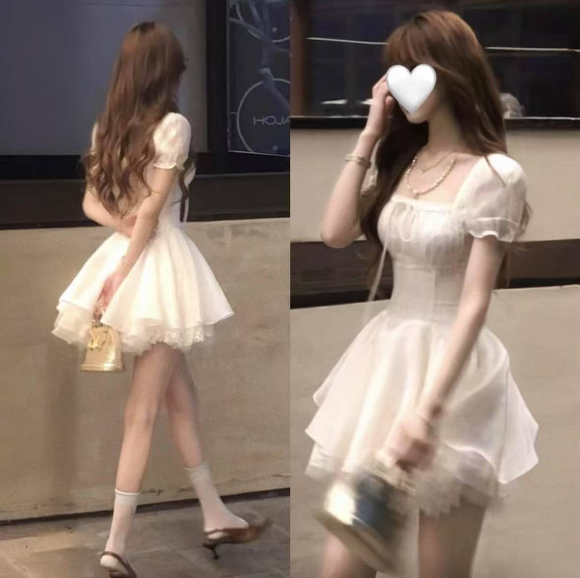 LazyDidi与纱共舞五层裙摆蕾丝公主裙花边抽褶显瘦千金出游裙子