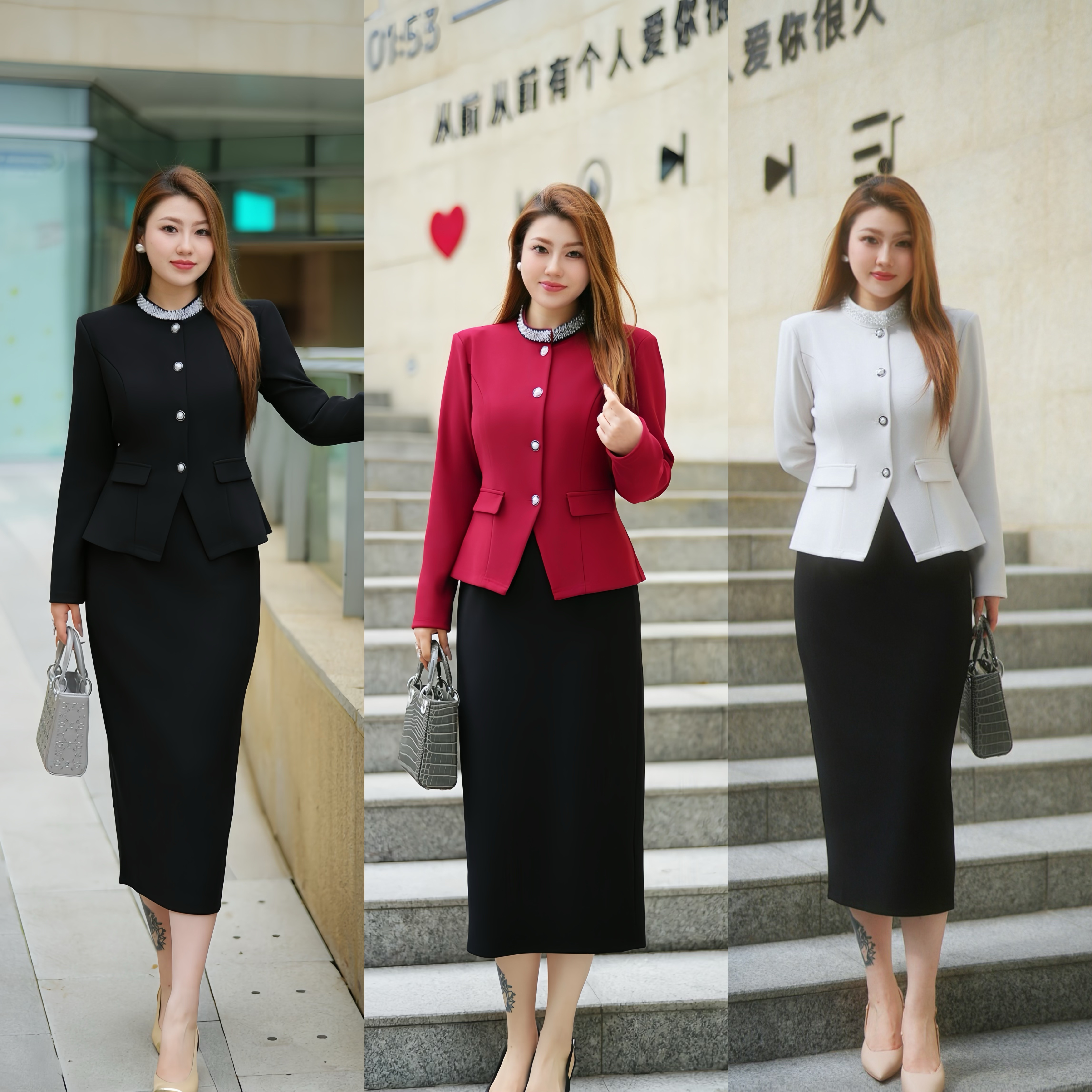 XYD71412/XYD71348贵气感精致大女主优雅风大码女装上衣半身裙