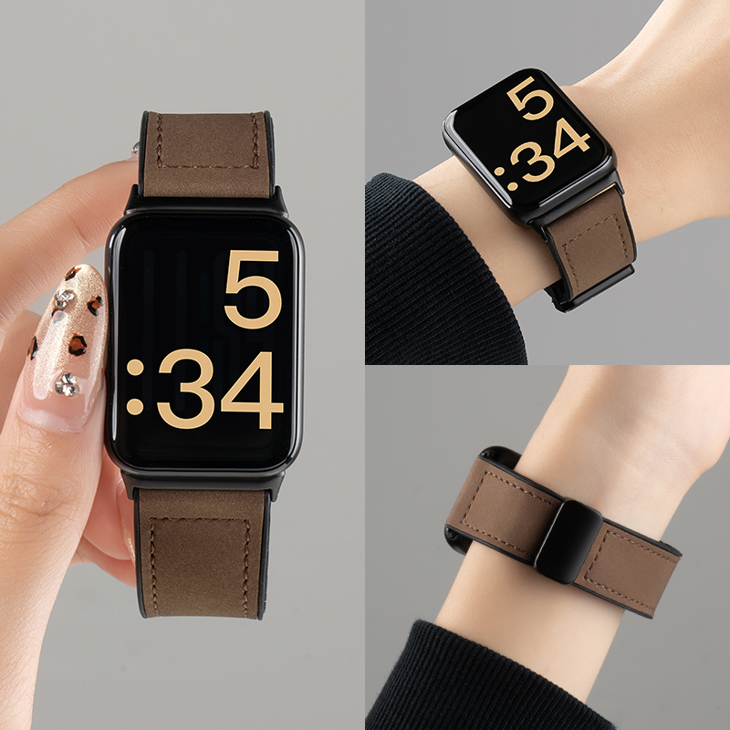 适用小米手环9Pro表带8Pro手环腕带7疯马纹高级真皮红米watch表带