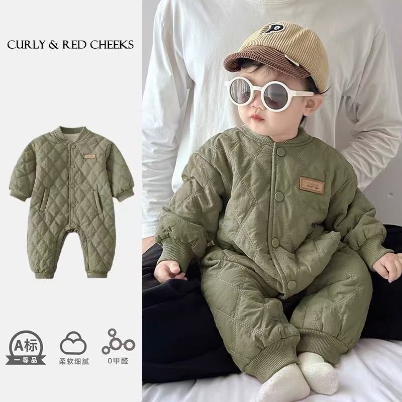 宝宝秋冬加绒加厚连体衣宝宝休闲冬季幼儿通用男童长袖男爬服哈衣