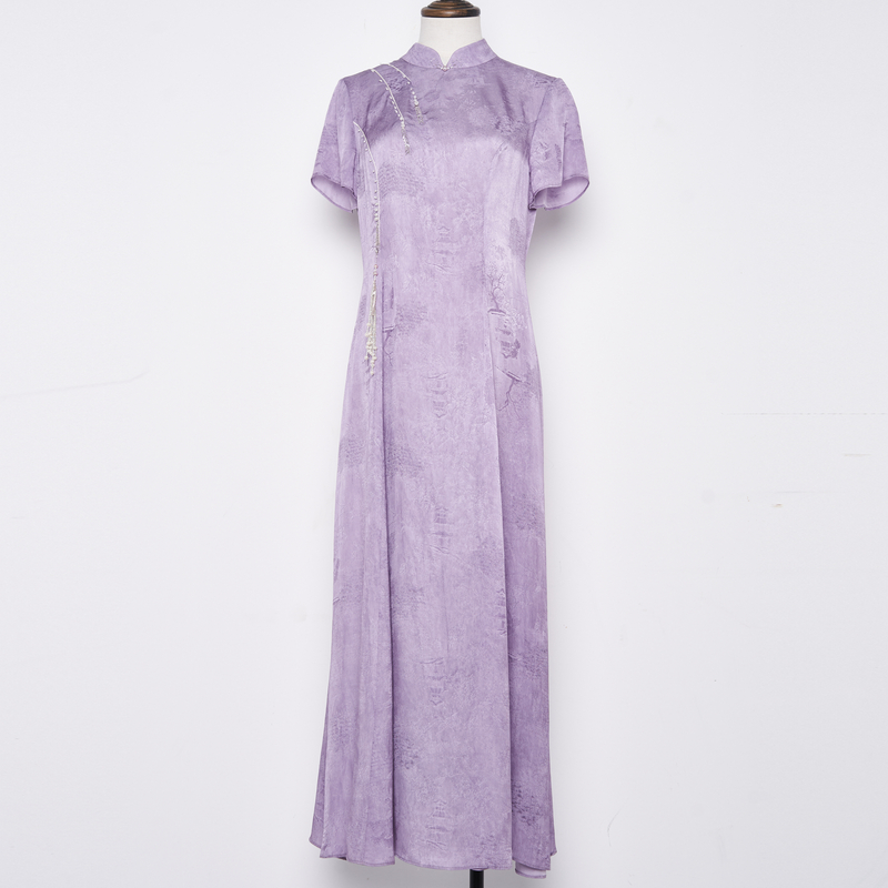 新中式国风2025新款气质 紫霄璎珞连衣裙952237407
