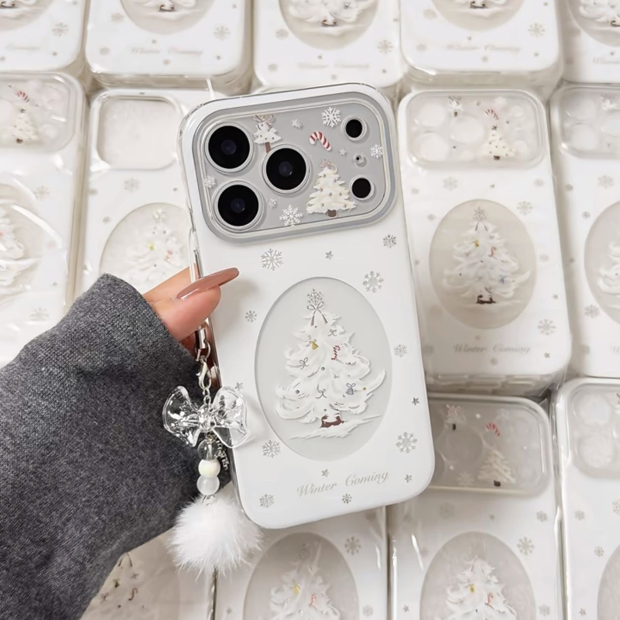 冬日雪花圣诞树适用iphone17Promax/16手机壳苹果14/13透明12防摔