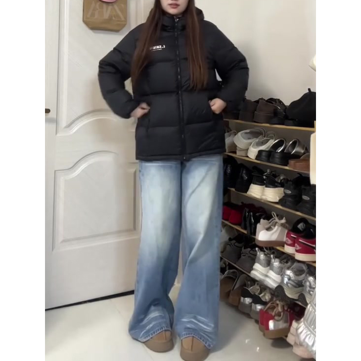 黑色连帽短款棉服女2025冬季新款加厚面包服美式夹棉保暖百搭棉衣