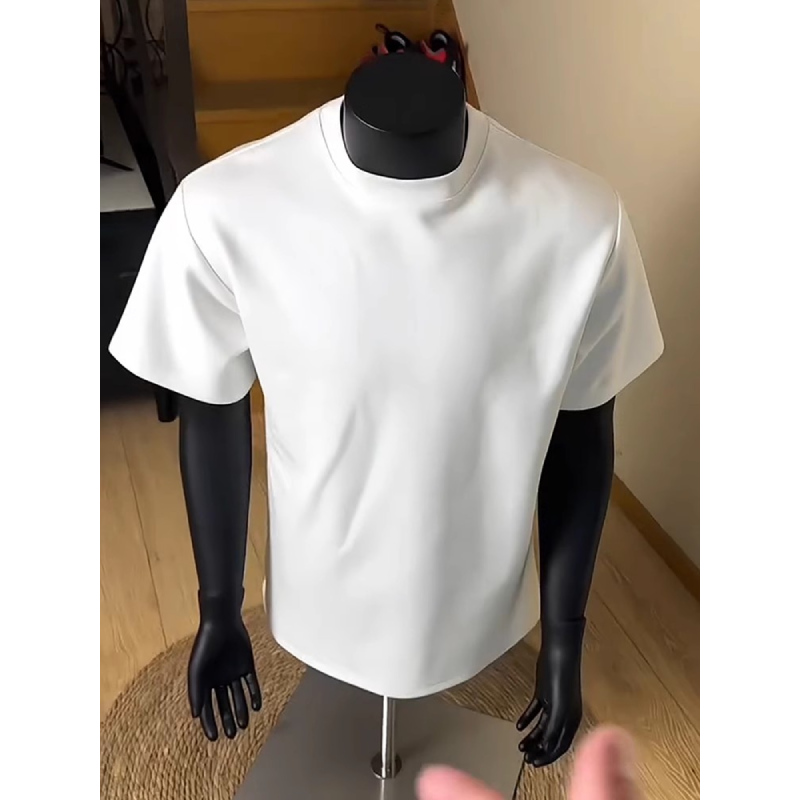 美式立肩版型白色t恤男款夏季cleanfit正肩短袖纯棉重磅健身半袖