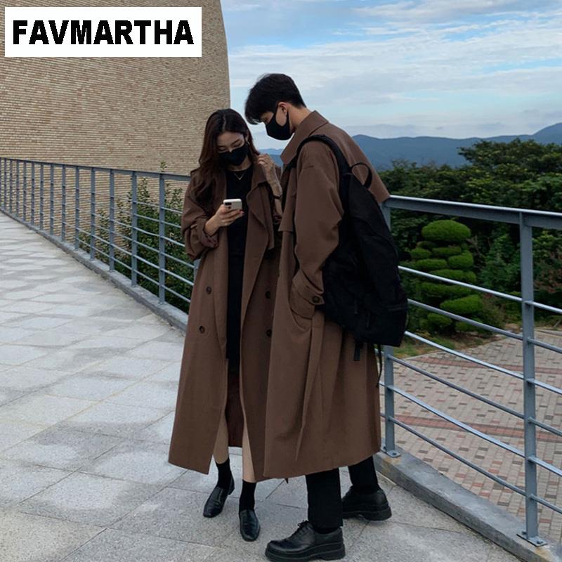 FAVMARTHA棕色肯辛顿风衣男秋季中长版过膝韩系情侣大衣高级感巴