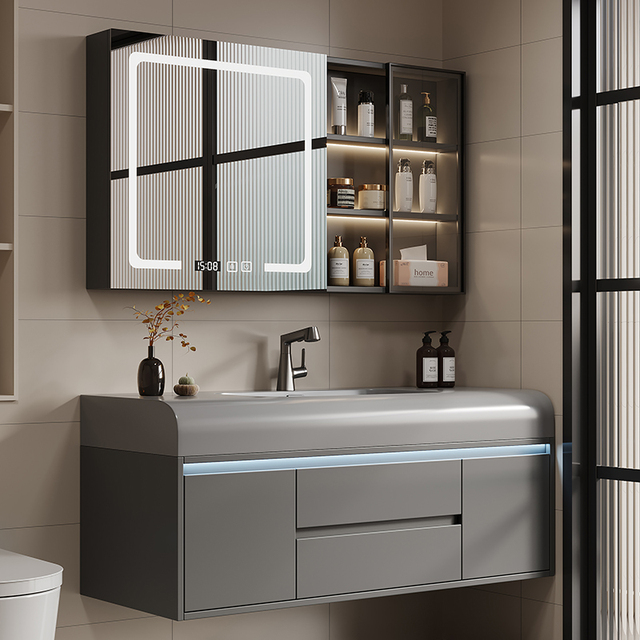 九牧适配官方正品轻奢现代肤感一体盆浴室柜简约卫生间洗漱台洗手