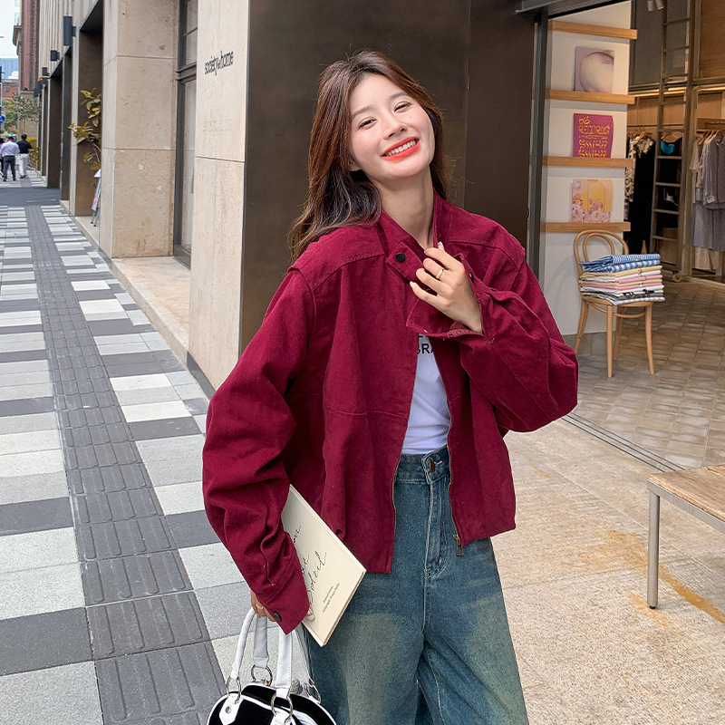 超好看独特设计感短款外套女2025秋季爆款可拆卸复古炸街立领夹克