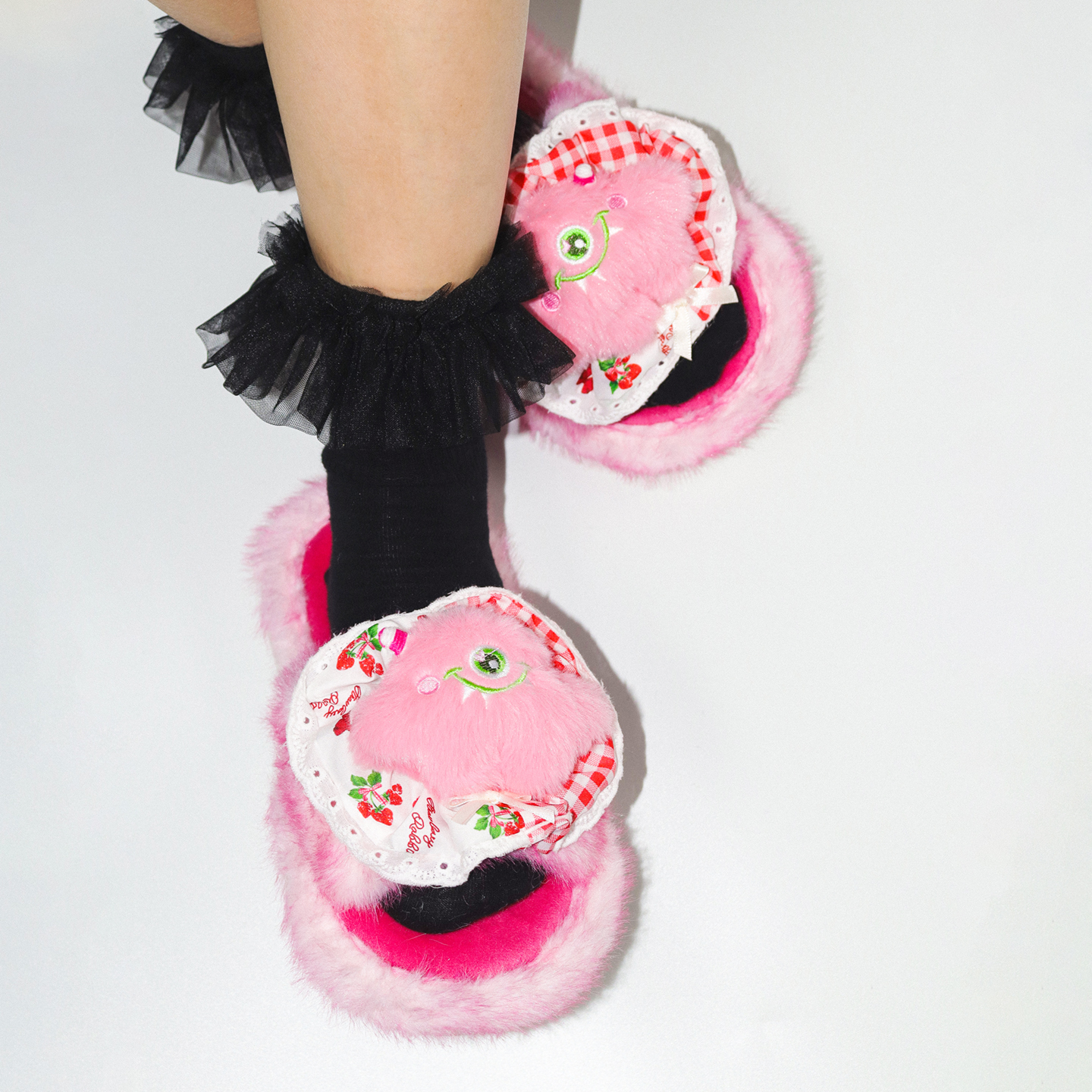 OKBOOMER莓粉怪毛毛拖鞋女2025秋冬新款外穿卡通可爱防滑保暖棉拖