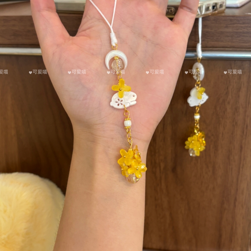 桂兔衔香桂花流苏吊坠精致小巧手机挂件挂绳咕卡链包包相机挂饰