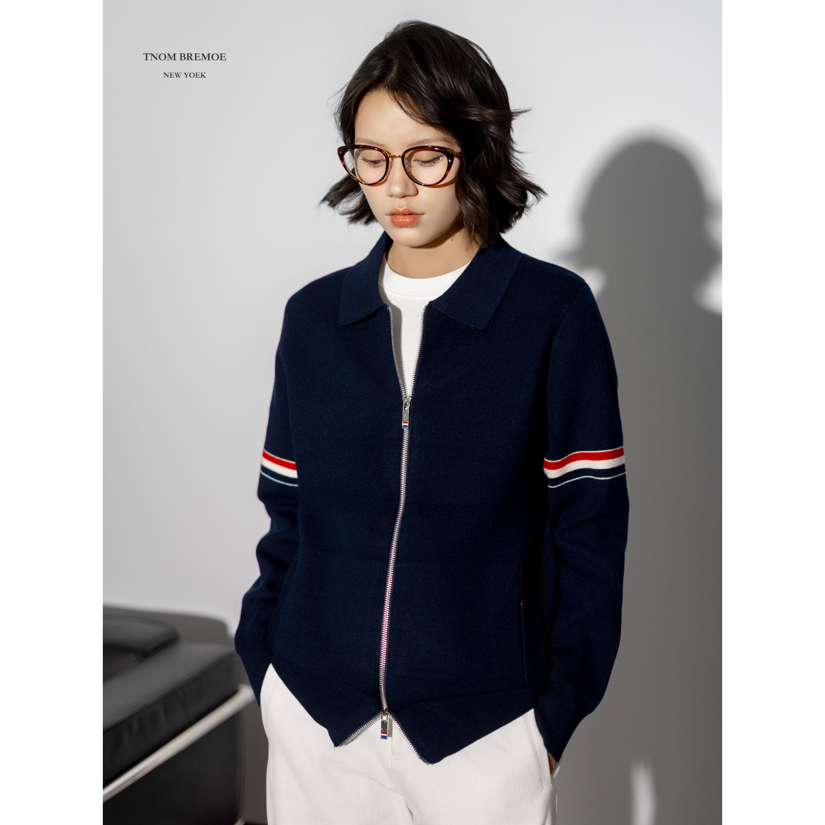 TNOM  BREMOE男女同款绵羊毛秋冬夹克长袖宽松百搭拉链开衫外套