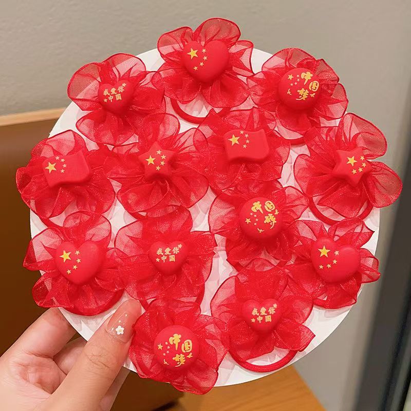 国庆中秋节发饰五星红旗头绳舞蹈2025年秋发夹发圈幼儿不伤发头饰