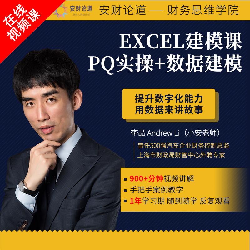 小安老师：Excel建模课 PQ建模+数据实操 安财论道