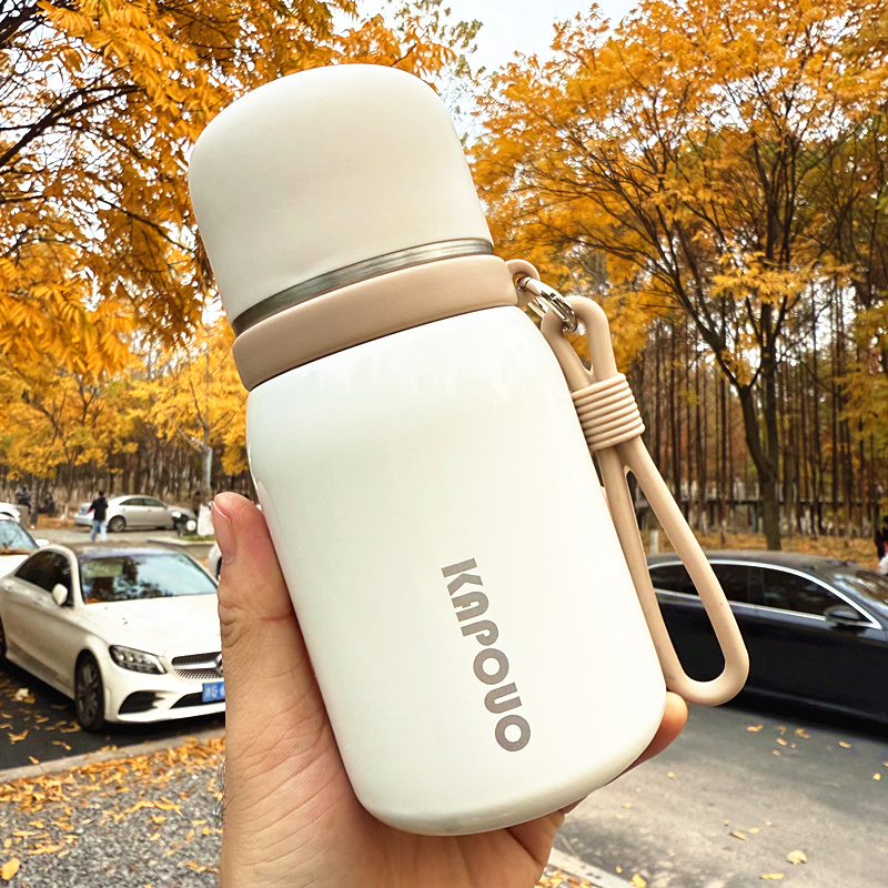 提绳弹跳保温杯316不锈钢杯子高颜值男女泡茶杯随手水杯可爱