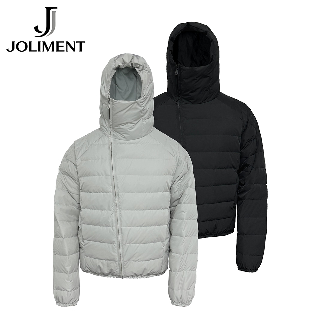 JOLIMENT美式cleanfit排骨羽绒服男款斜拉链连帽保暖棉服外套棉衣