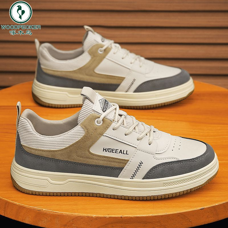 啄木鸟2025夏季新款男鞋男韩版潮流百搭厚底耐磨运动休闲低帮板鞋
