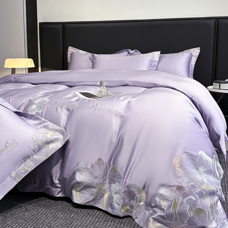 富安娜床品A类母婴级轻奢200支长绒棉四件套纯棉全棉床单床上用品