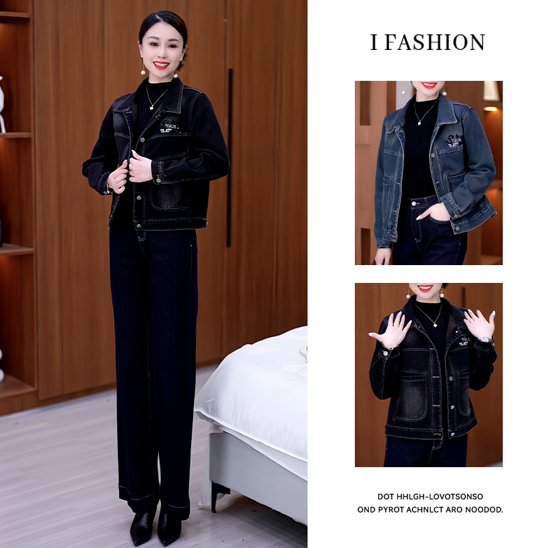 巨好看的刺绣牛仔短外套女2025冬季新款宽松加绒加厚翻领开衫上衣