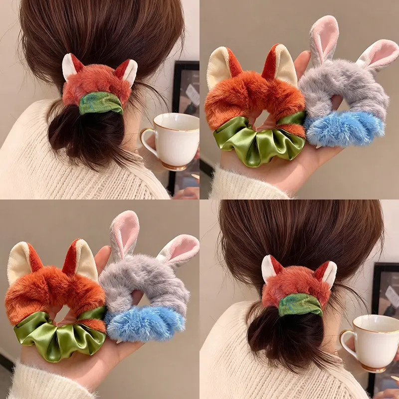 疯狂动物朱迪尼克毛绒大肠发圈头绳2025新款扎头发绳女秋冬发饰