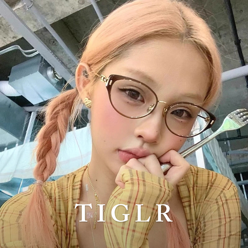 帝格勒超轻茶色猫眼辣妹眼镜近视可配度数女素颜显白复古眼睛框架