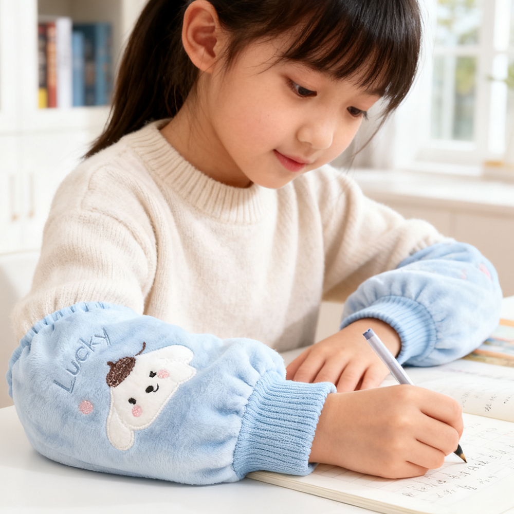 儿童袖套6-12岁上学专用冬季女宝男孩保暖套袖中大童防脏防污护袖