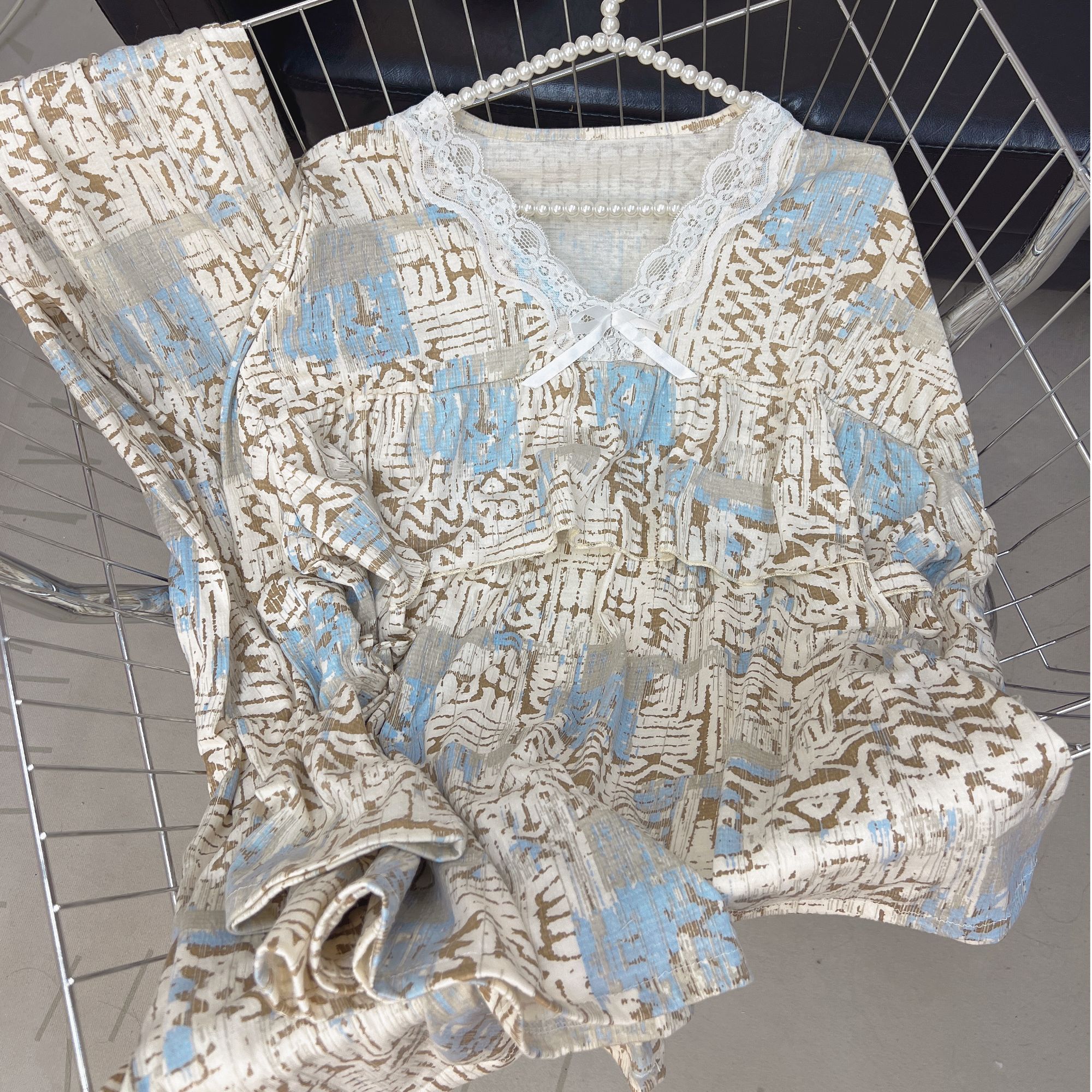 大码200-250斤胖mm睡衣女秋透气舒适长袖弹力宽松加肥家居服套装