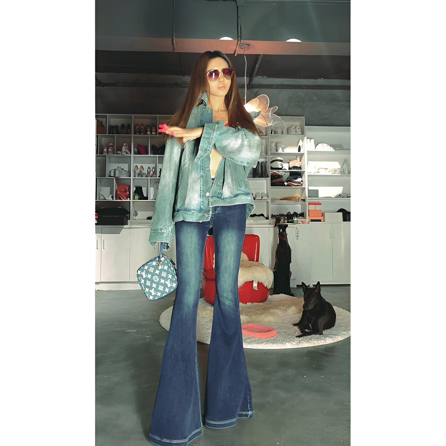 【大喇叭裤】AOAOMISSSHOP鳌鳌家2025新款深蓝色牛仔