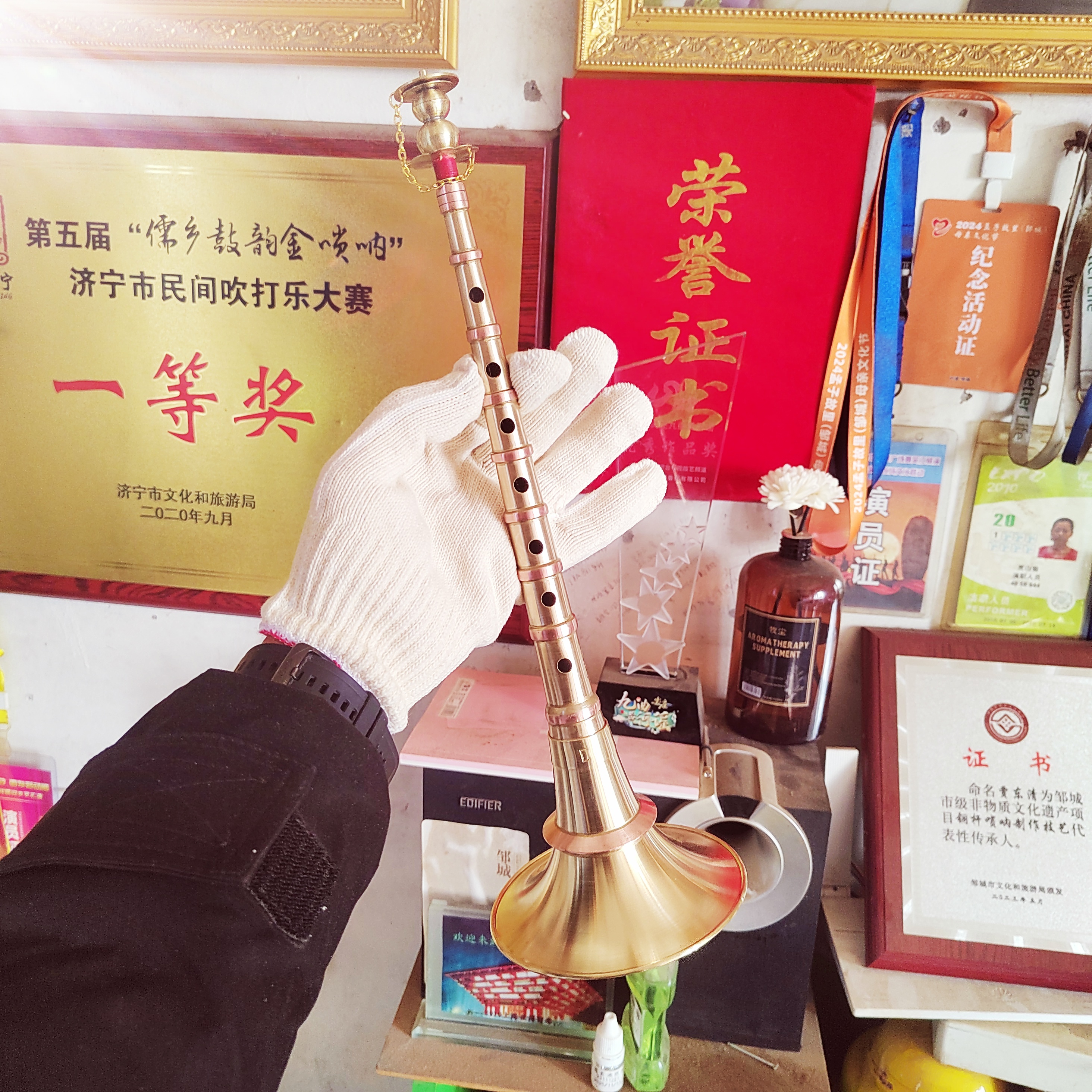 正品贾氏纯手工造山东非遗纯铜杆唢呐专业院校演奏初学喇叭笛定做