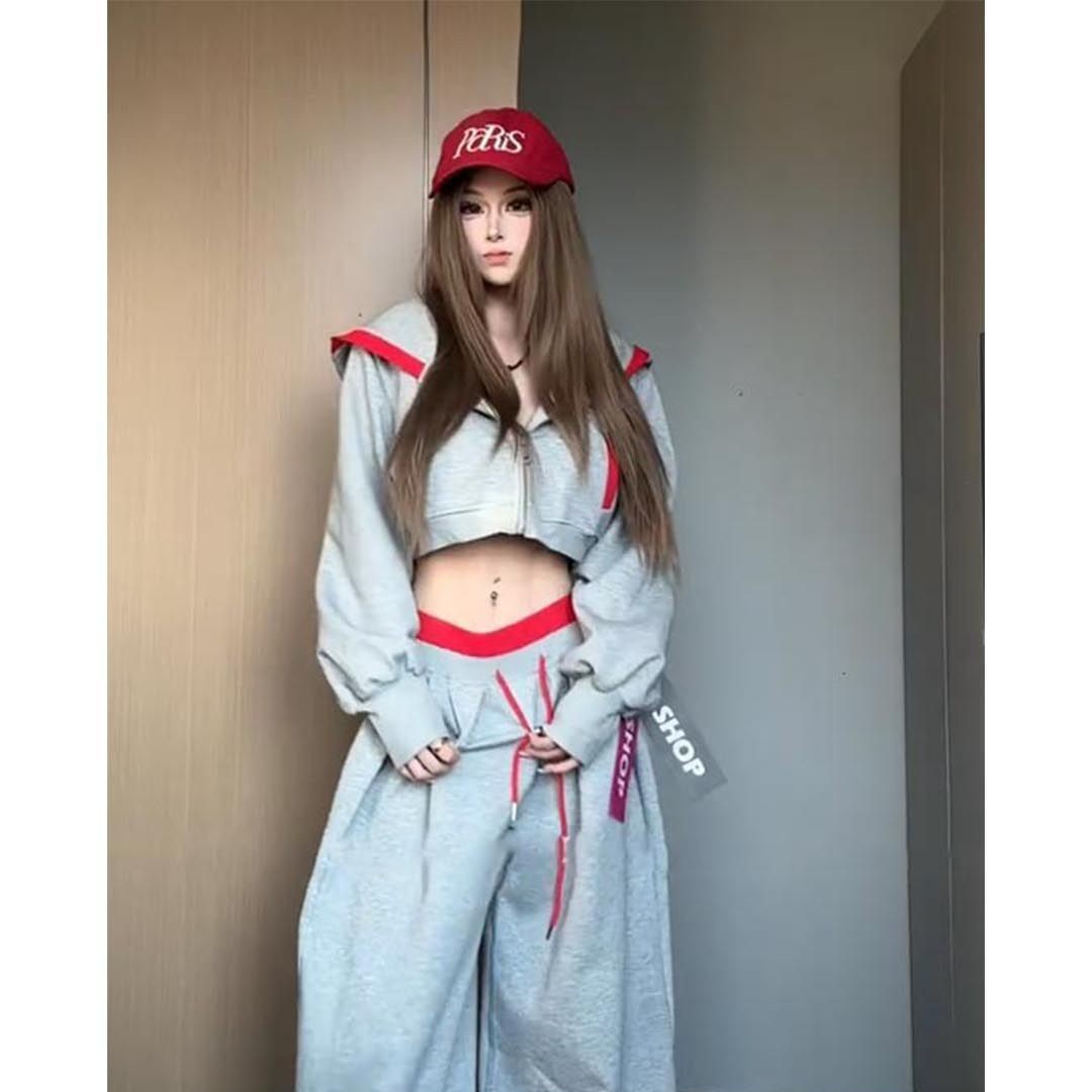 美式辣妹高级感运动连帽卫衣套装睡衣女秋季新款家居服套装可外穿