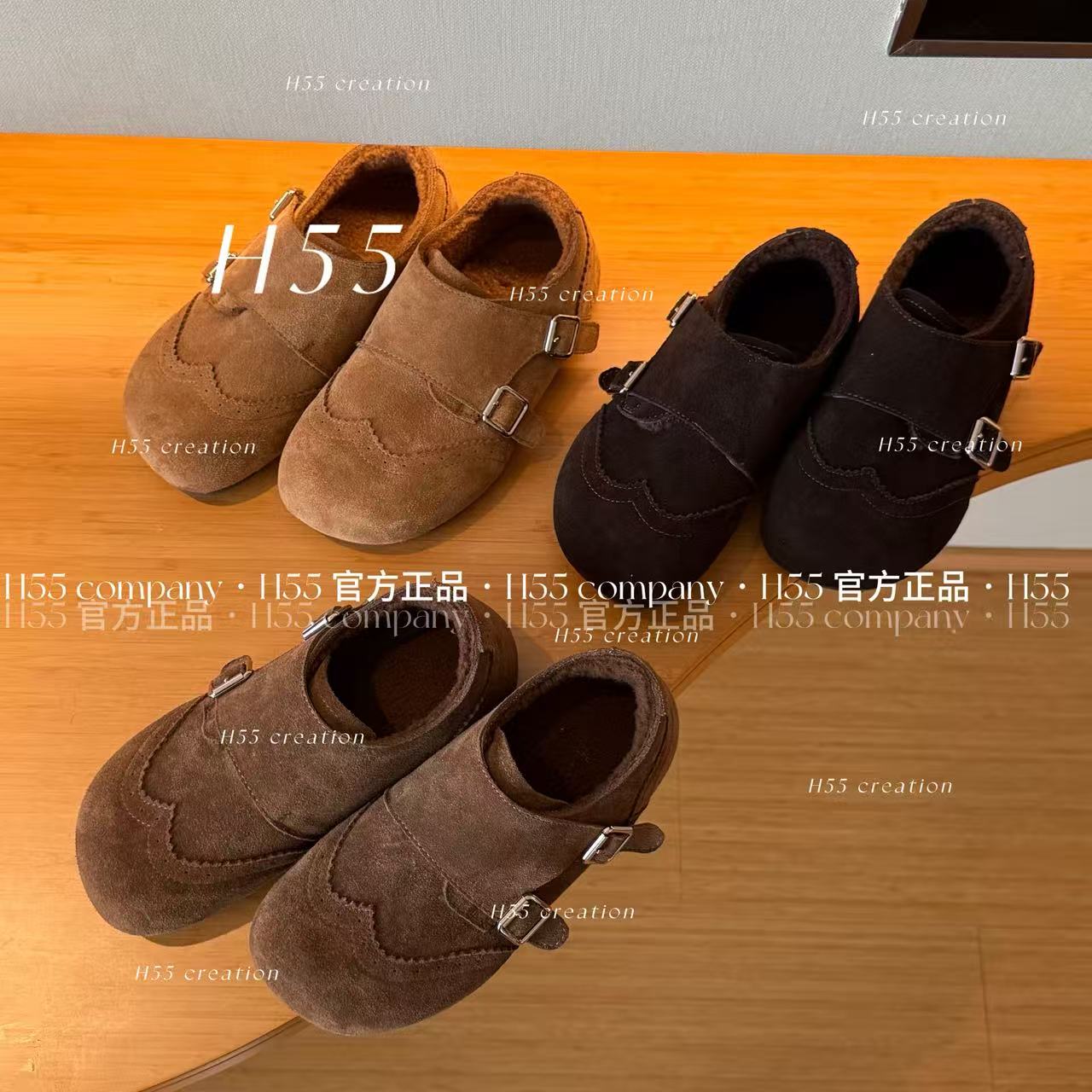 H55女鞋-布朗尼小姐｜孟克式雕花中古圆头博肯鞋15-2954-RD