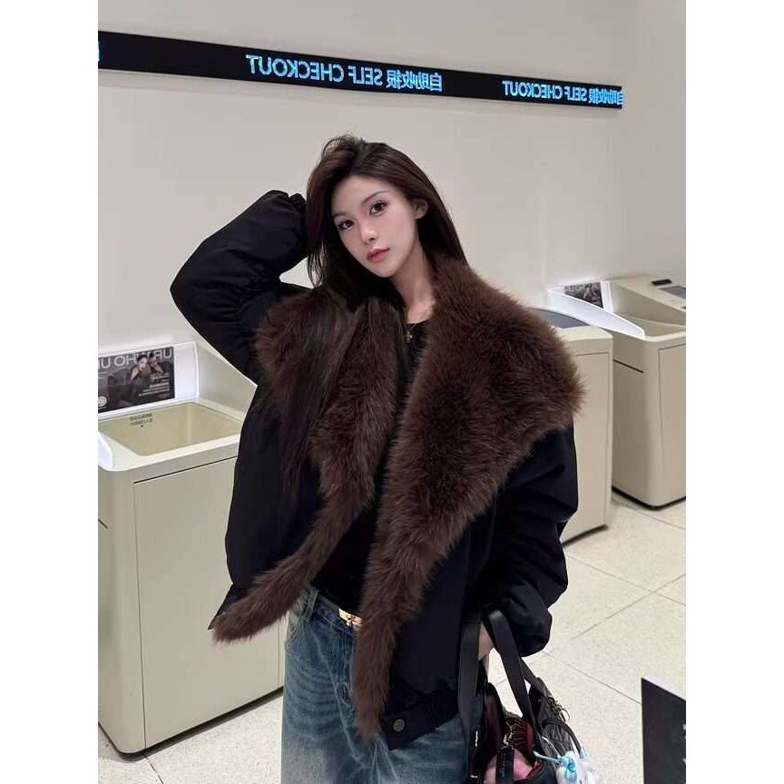 双面穿派克服2025冬季新款超好看今年流行环保狐狸毛皮草外套女短