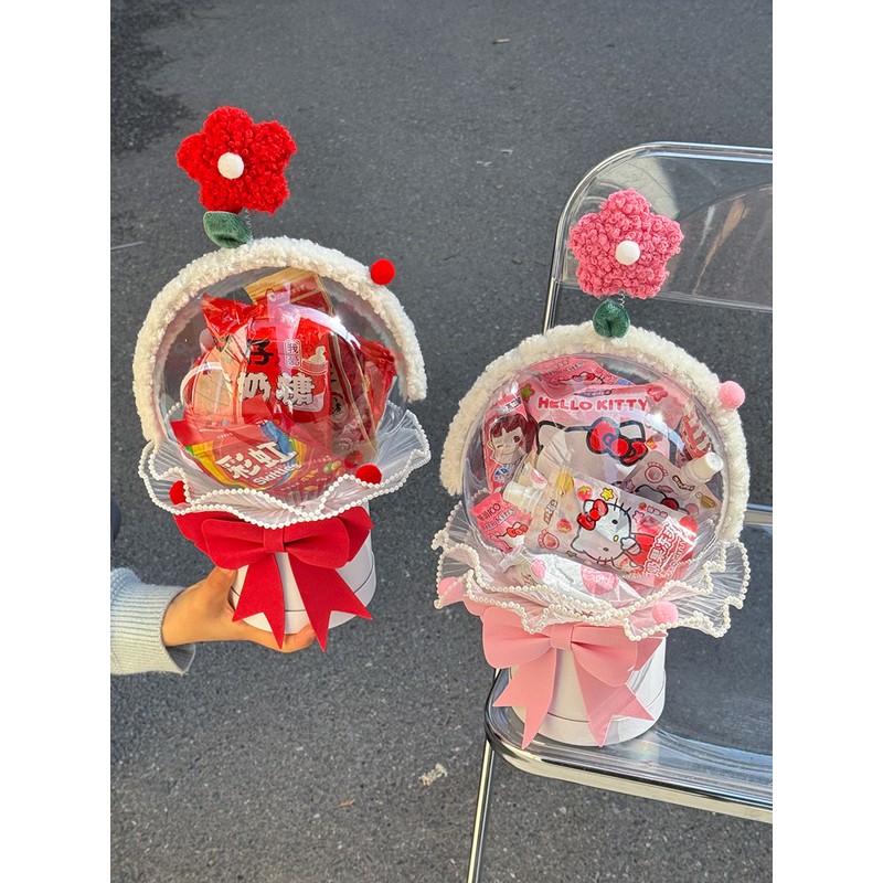 DIY创意小吃拥抱桶生日礼物丙烯球礼物手工老树花材料包套