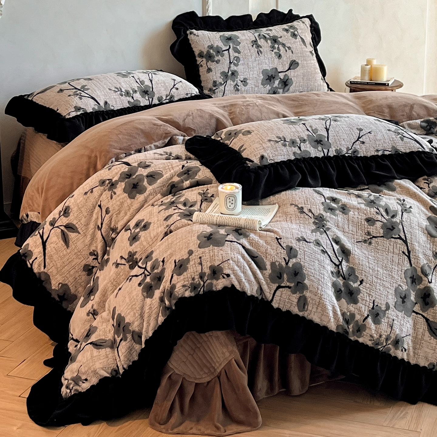 法式牛奶绒床盖四件套双面珊瑚绒被套罩冬季加厚2025新款床上用品