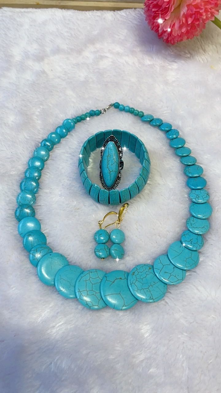 非金属莫桑石项链 新款四件套项链耳环戒指手链kargaytax