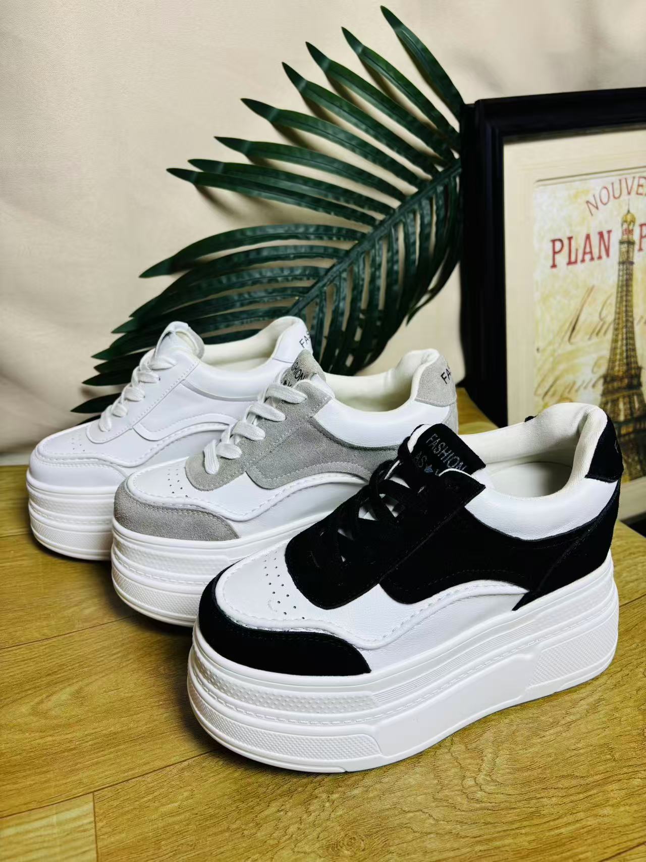 2025秋冬小个子真皮隐形内增高百搭小白鞋