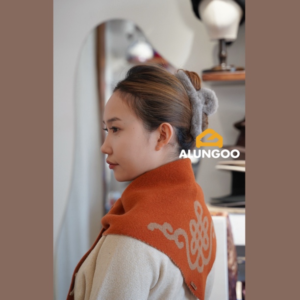 【三角巾纯羊毛】围巾女冬季提花保暖围脖送妈妈百搭时尚围巾头巾