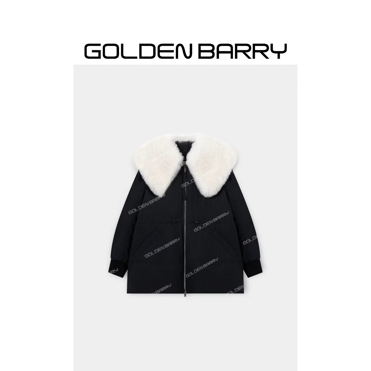 GOLDENBARRY|132067“纽约之夜”大毛领收腰鹅绒服