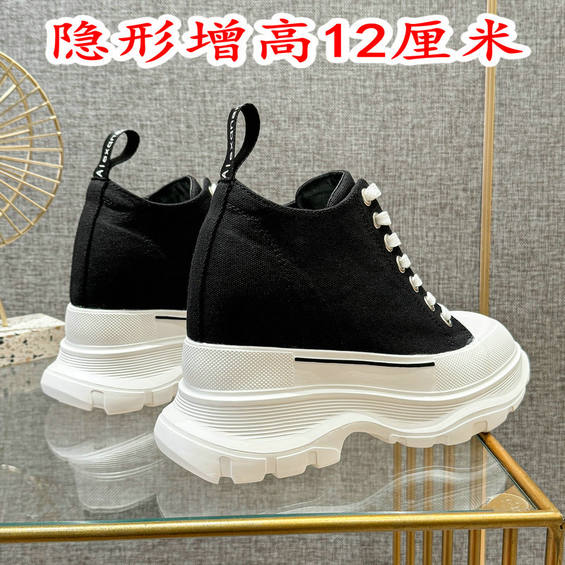 隐形增高12cm小个子内增高女鞋克利麦昆帆布鞋休闲鞋小白鞋增高鞋