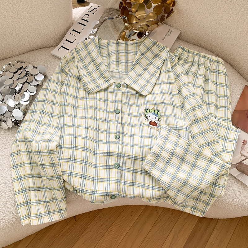 薄荷凯蒂｜胖mm230斤大码睡衣长袖长裤春秋薄款家居服秋季套装