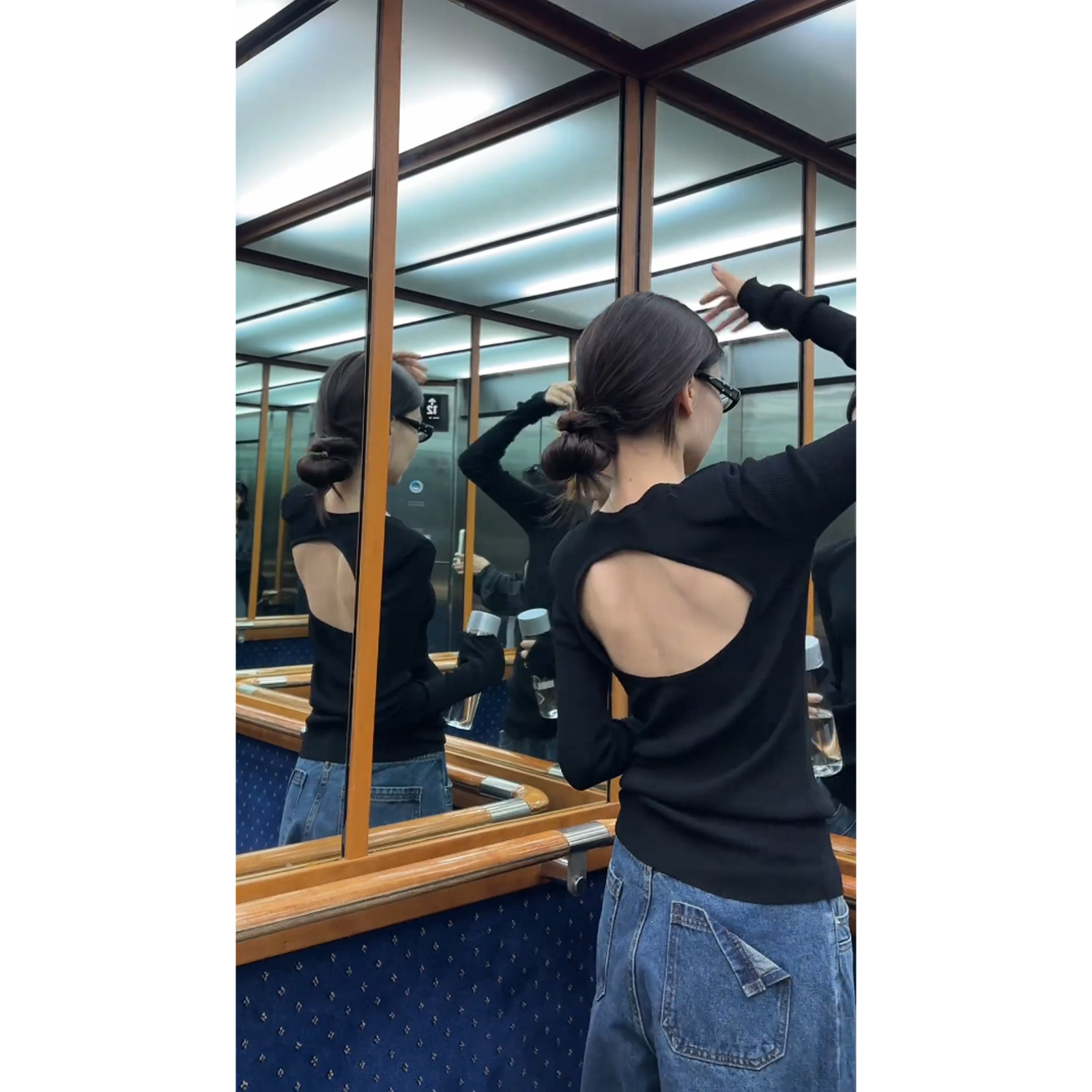 T恤女2025秋冬新款黑色气质洋气设计感针织性感修身显瘦爆款上衣