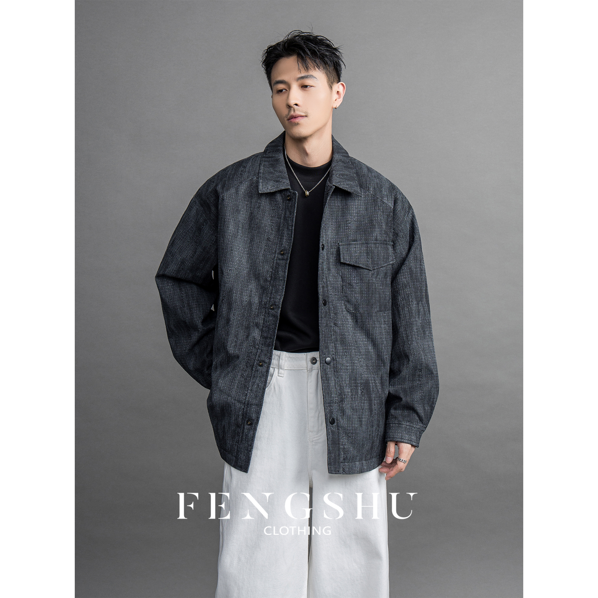 . FENGSHU「肌理感 夹棉」廓形棉服外套男冬季保暖轻熟风宽松夹克