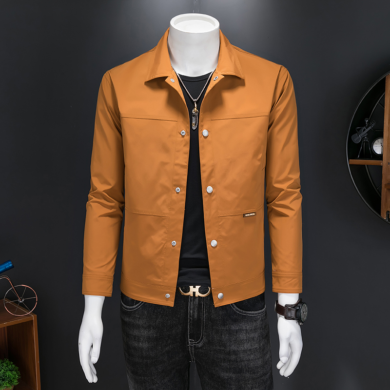 NDSL轻熟风春秋季新款翻领商务休闲男士纯色简约修身百搭夹克外套