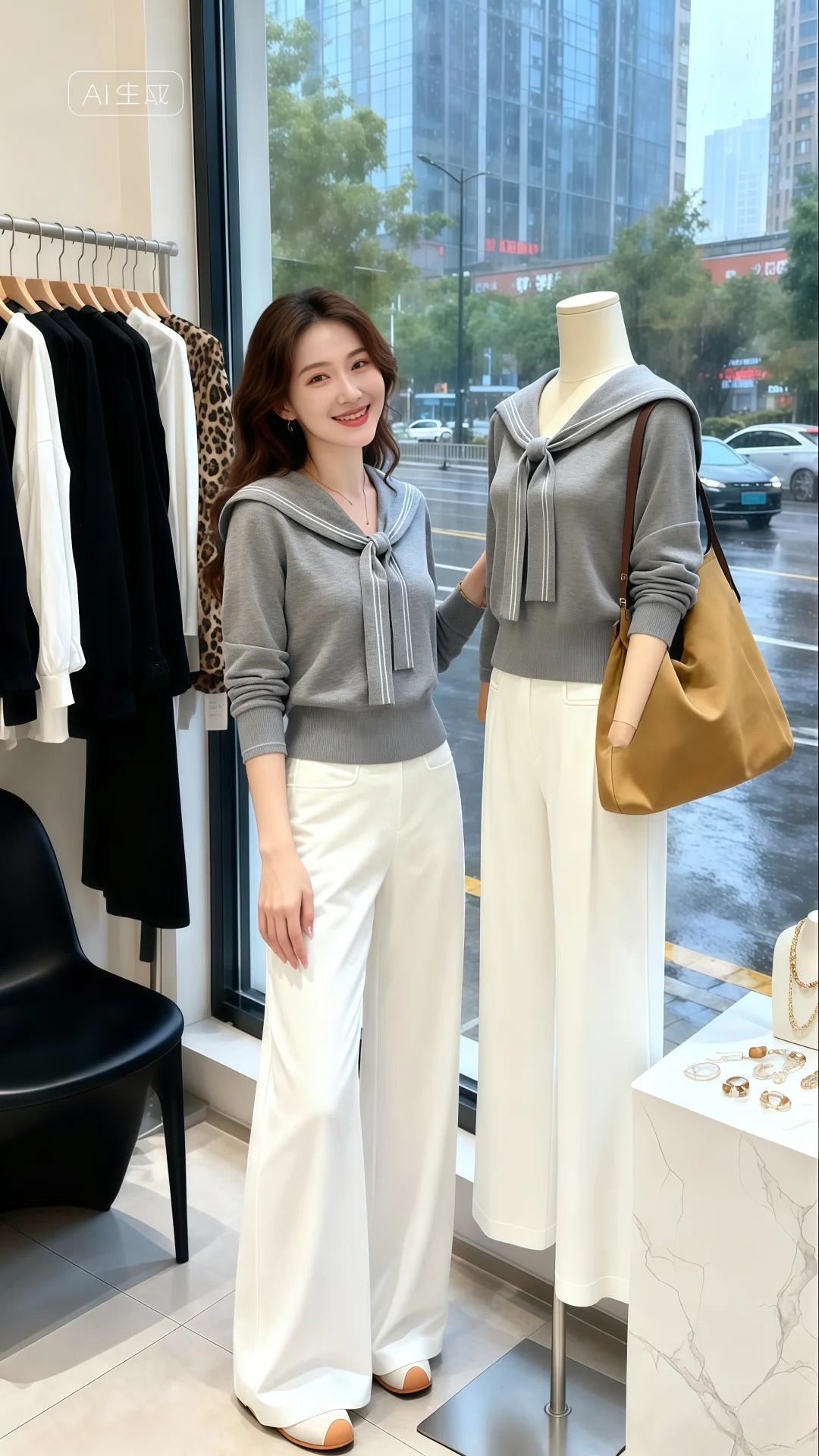 秋季穿搭一整套女2025新款设计感洋气针织衫搭配气质休闲裤两件套