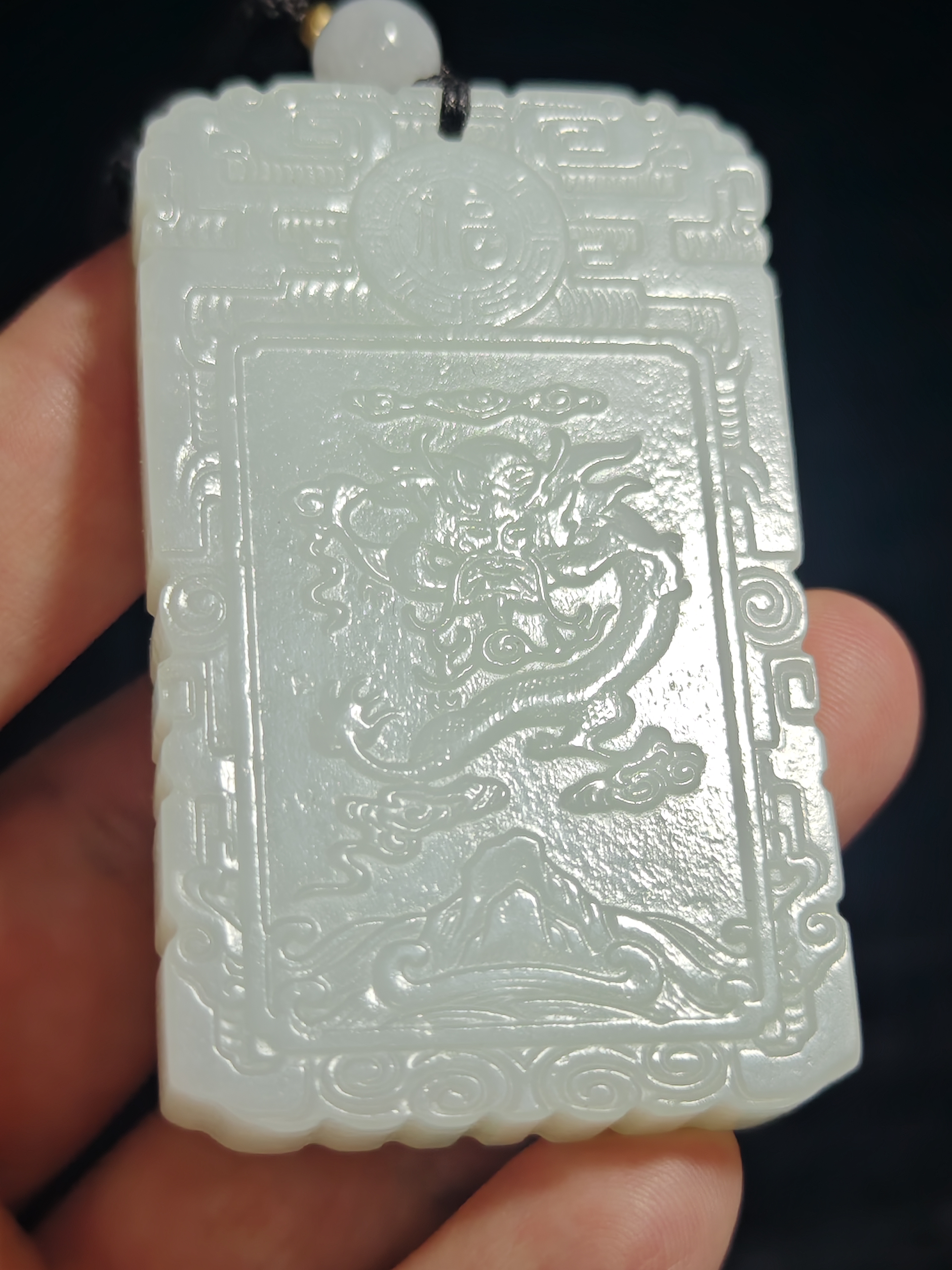 和田玉龙凤呈祥玉牌