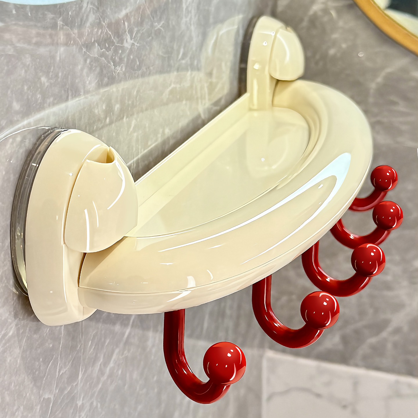 吸盘卫生间置物架免打孔浴室墙上收纳架强力承重壁挂卧室门后挂钩