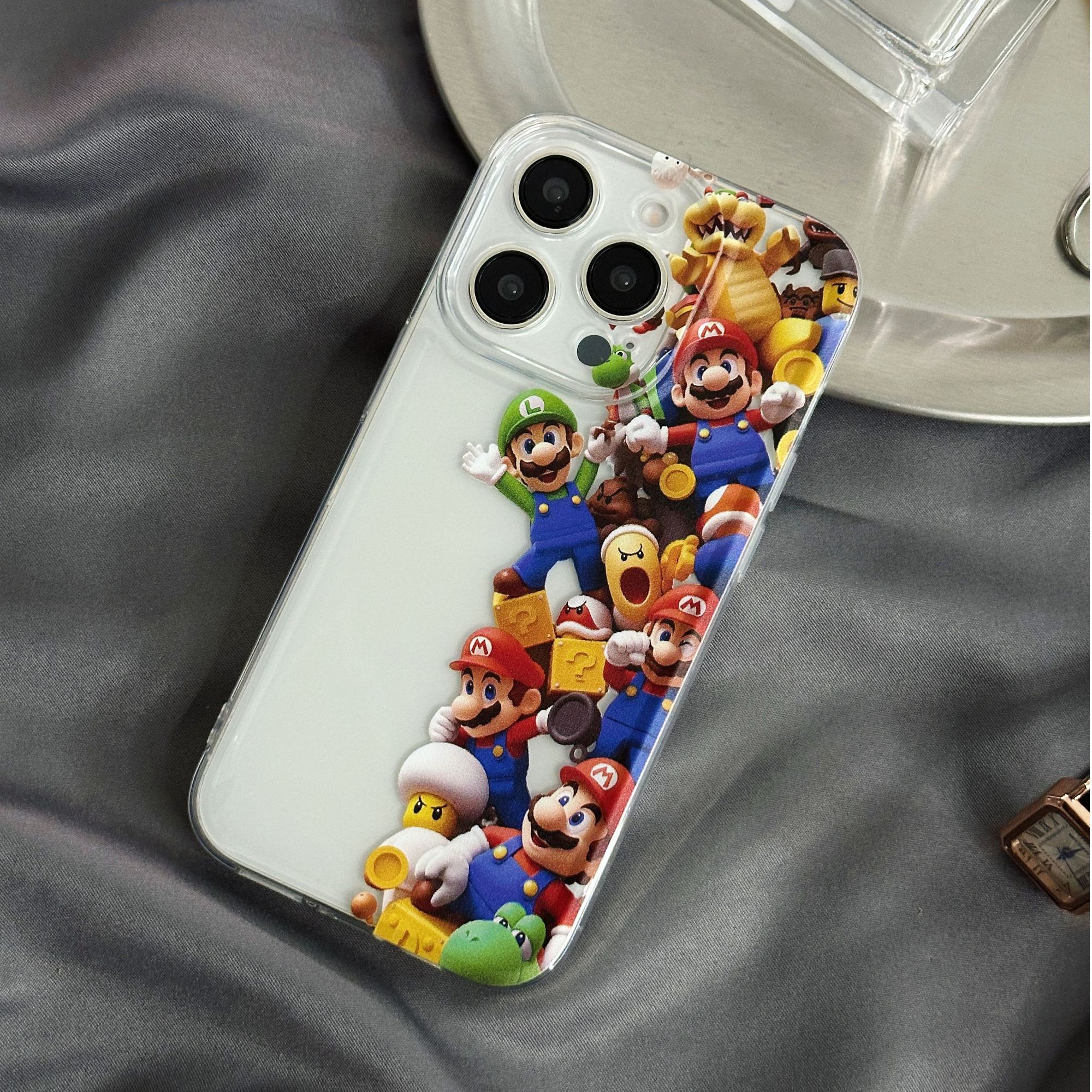 太空壳马里奥透明手机壳软壳苹果13网红潮牌ins风卡通保护套创意